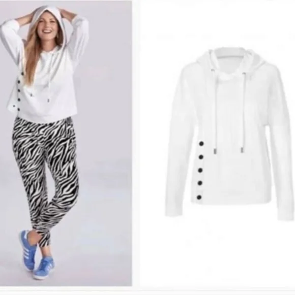 Cabi 5920 NWOTs ATC Road Trip Hoodie White Cotton Pullover - Picture 4 of 5